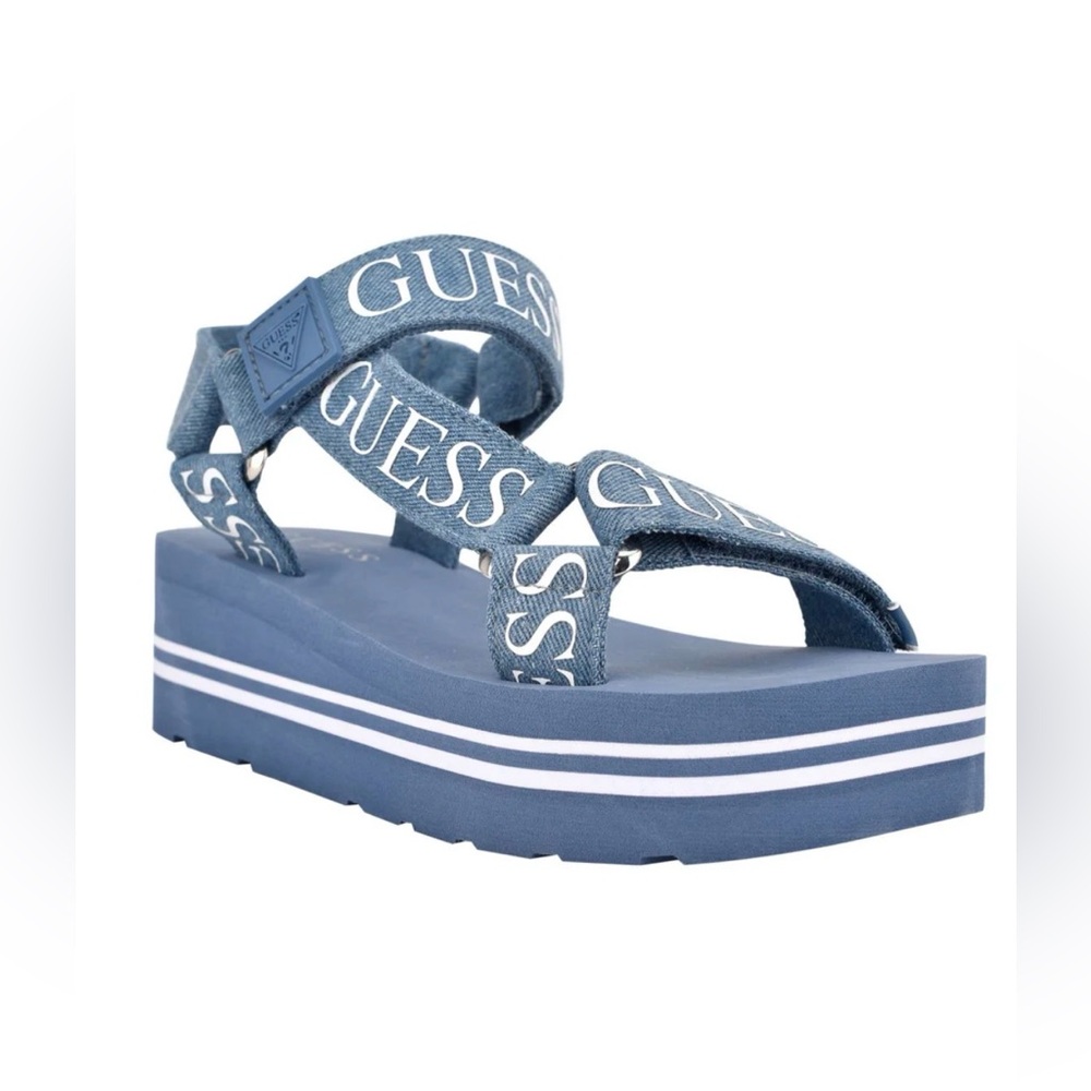 GUESS Navy Blue Platform Logo Sandal